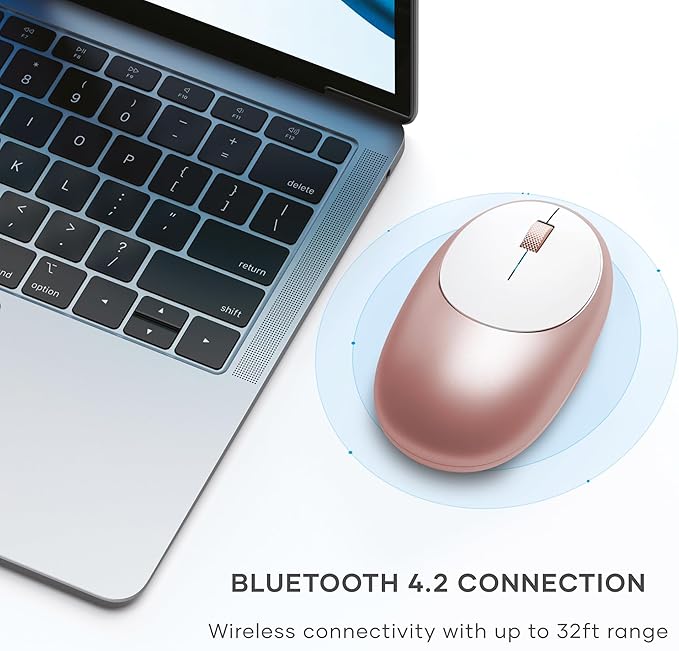Satechi M1 Wireless Bluetooth Mouse USB-C Rechargeable Compact &amp Portable for MacBook Air/Pro M5/M4 iPad Air/Pro M5/M4/M3 iPad mini Mac mini iMac &amp Windows - Rose Gold