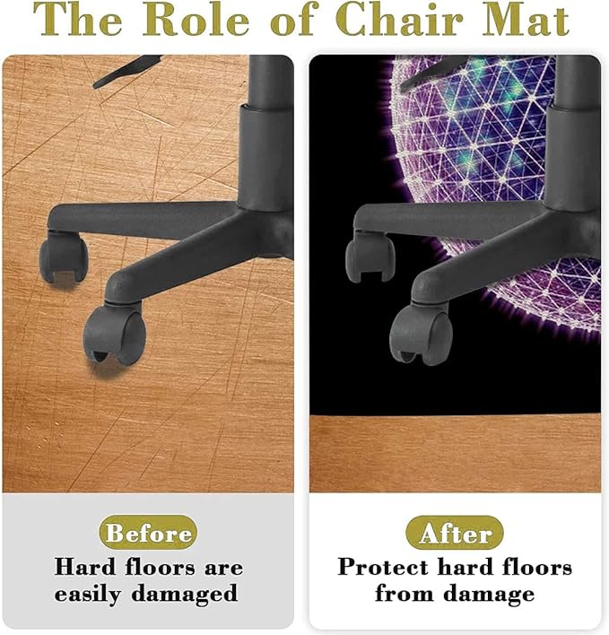 Blue Purple Under Desk Low-Pile Chair Mat for Rolling Chair Colorful Geometric Circular Motifs Computer Gaming Rolling Chair Mat for Home Office Hardwood Floor Dark Blue Flower Diameter 59 in