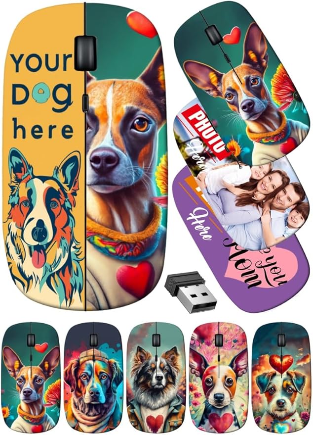 maizi Custom Wireless Mouses for Laptop Computer PC Chromebook Wireless Mices Image ID: 10741445 Rescue Dog 2.4G USB Receiver Lightweight Printed in USA