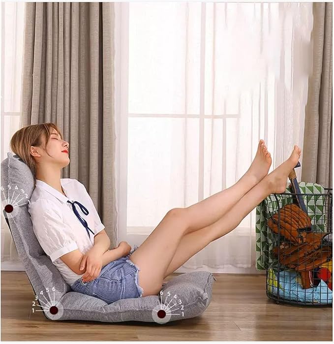 Aimeryup Hall Legless Chair Metal 6-Speed Adjustable Height Foldable Detachable Fabric Cushion Sofa 53X65X65CM(Size:53X65X65CMColor:C)