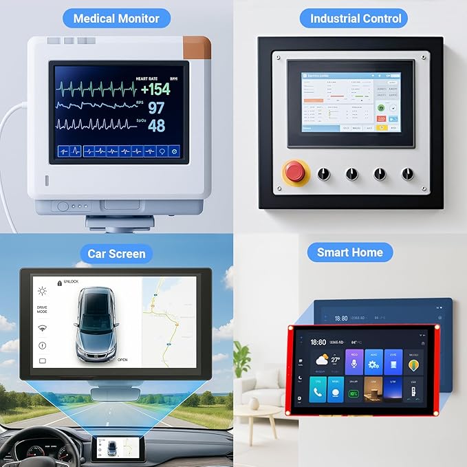 ELECROW ESP32 Display 800×480 7 Inch HMI Basic ESP32 RGB TFT LCD Touch Screen 32-Bit LX6 Dual-Core Processor Up to 240MHz Compatible with Arduino LVGL PlatformIO MicroPython