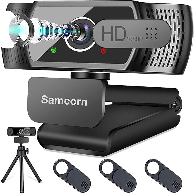 Webcam with Microphone for Desktop1080P HD USB Webcam Live Streaming Laptop PC Computer Web Camera for Video Calling Conferencing Recording Gaming AutoFocus 3D Noise Reduction