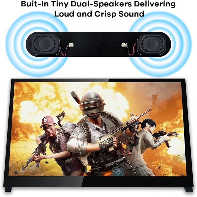 10.1 IPS LCD Capacitive Touch Screen HDMI Display Portable Monitor 1024X600 Built-in Dual Speakers for Raspberry Pi 5/4/3 Xbox PS4 Windows 7/8/10