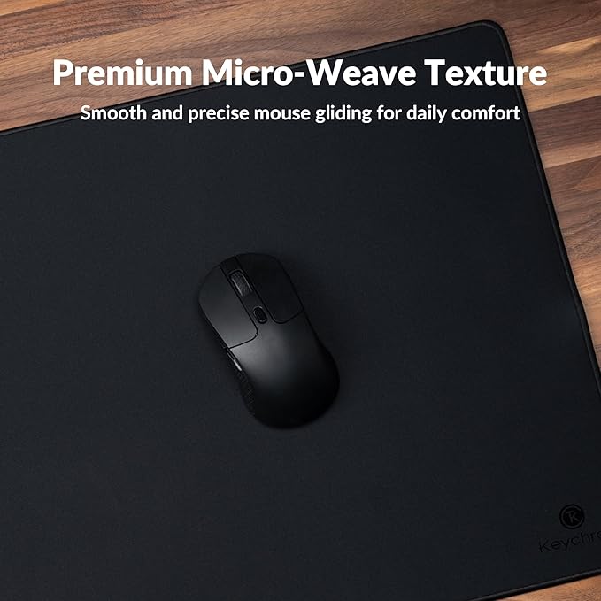 Keychron XL Gaming Mouse Pad Desk Mat 35.4 × 15.7 Soft Micro-Weave Surface Non-Slip Rubber Base Anti-Fray Stitched Edges Extended Large Mousepad for Gaming &amp Office – Black
