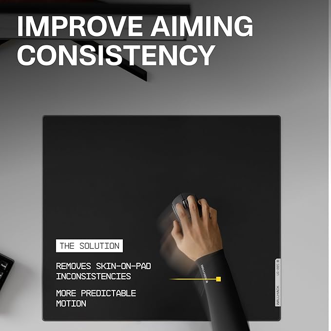 Wallhack Gaming Pro Sleeve | Low-Friction High Comfort Performance | Improve comfort on cloth and glass mouse pads | Full sleeve Design Exposed hand S/M Black
