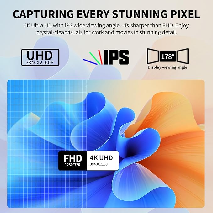 ZZA 32 Inch Computer Monitor 4K Monitor 60HZ UHD(3840 * 2160P) IPS Screen with Ultra-Thin BezelsHDR10HDMI/DP Ports Tilt Adjustable Eyecare Ideal for Business Office and Casual Gaming