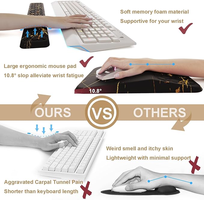 Ospelelf Black Keyboard Wrist Rest Ergonomic Mouse Pad with Wrist Rest Wrist Rest for Computer Keyboard