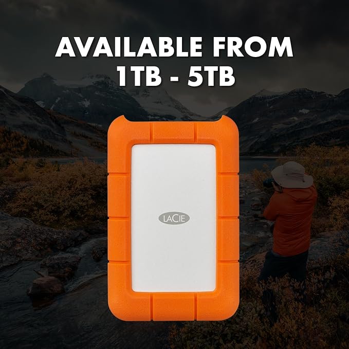 LaCie Rugged 5TB Portable External HDD - USB 3.0/2.0 Compatible Shock/Dust/Rain Resistant for Mac &amp PC Orange Grey