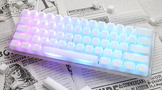Ducky One 3 Mini Aura Clear White 60% Hotswap RGB LED Double Shot PBT Mechanical Keyboard Cherry MX Blue