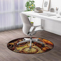 Nautical Office Home Chair Mat Gaming Computer Rolling Chair Mats Magnifying Glass Compass Telescope Old Map Round Chair Cushion Non-Slip Low-Pile Hardwood Floor Mats Antique Decor Diameter 36 in