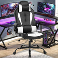 PC Gaming Chair - Ergonomic Height Adjustable Massage Office Chair with 360 Swivel Wide Seat and Headrest - White