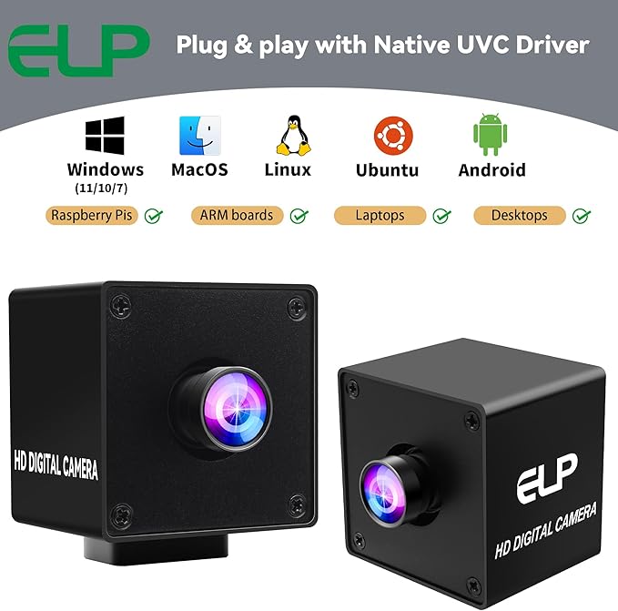 ELP Ultra HD 20MP USB3.0 Camera for Computer Mini UVC 3840P USB3.0/2.0 Lightburn Cameras for Windows Linux Mac Pi Wide Angle 95°(H) AR2020 High Speed 4K 30FPS Webcam for PC Laptop Jetson Nano