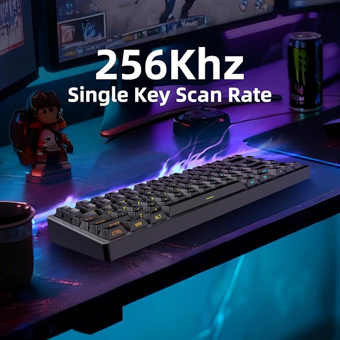 Mars75 Wired Magnetic Switch Keyboard 75% Layout0.001MM RT Accuracy 8KHZ Polling Rate/Latency As 0.125MS/256KHZ Single Key Scan Rate/ARGBHot Swappable Gaming Keyboard(Black)