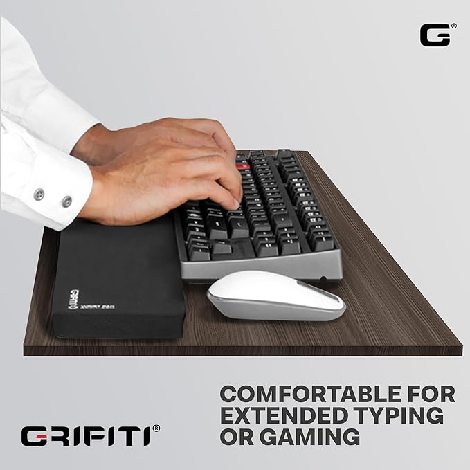 GRIFITI Fat Wrist Pad 24 x 4 x 0.75 Inch Computer or Mechanical Keyboard &amp Mousepad Wrists Rest Keyboards Mouse Trackball or Trackpad Ergonomic Mousepad Support Large Hand Rests Typing Pads