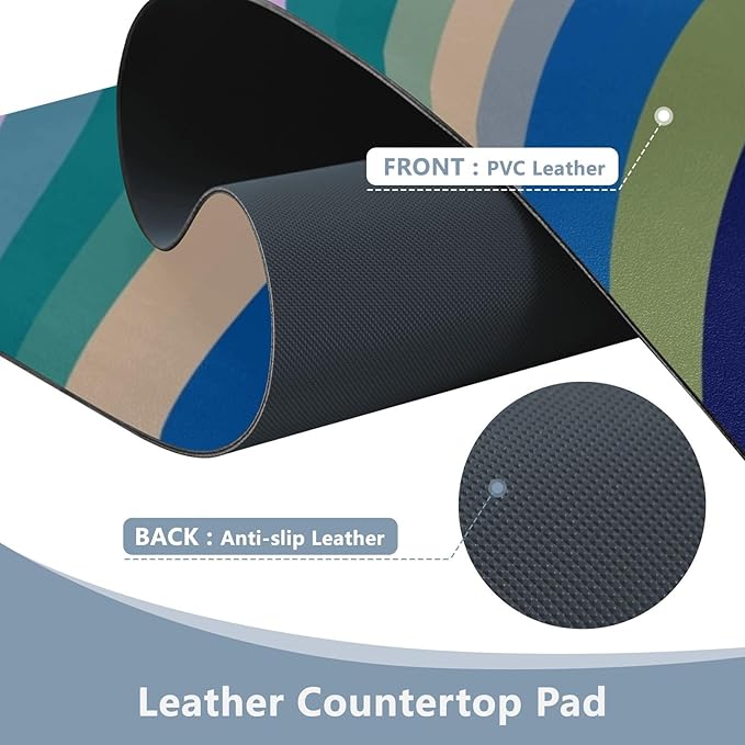 Mouse Pad Desk Mat Leather Desk Pad Large Gaming Desk Cover Protector Mat for Keyboard Computer Laptop Office Waterproof 47.2 x 23.6 Inch Swirls Waves