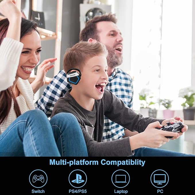 Wireless Gaming Headphones for PS5 PS4 PC Nintendo Switch Computer with mic - Playstion 5 Switch Wireless Gaming Headset with Detachable &amp Adjustable Microphone - On-Ear Foldable