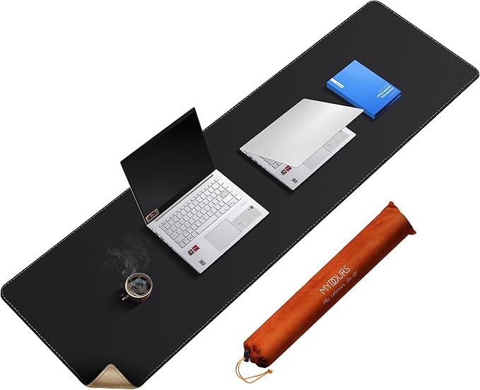 Mydours Extra Long 63 x 19.7 Desk Mat for Professionals - Cork Backing &amp PU Leather Surface Waterproof Computer Desk Protector with Gaming-Friendly Texture Ideal for Keyboards Office Accessor