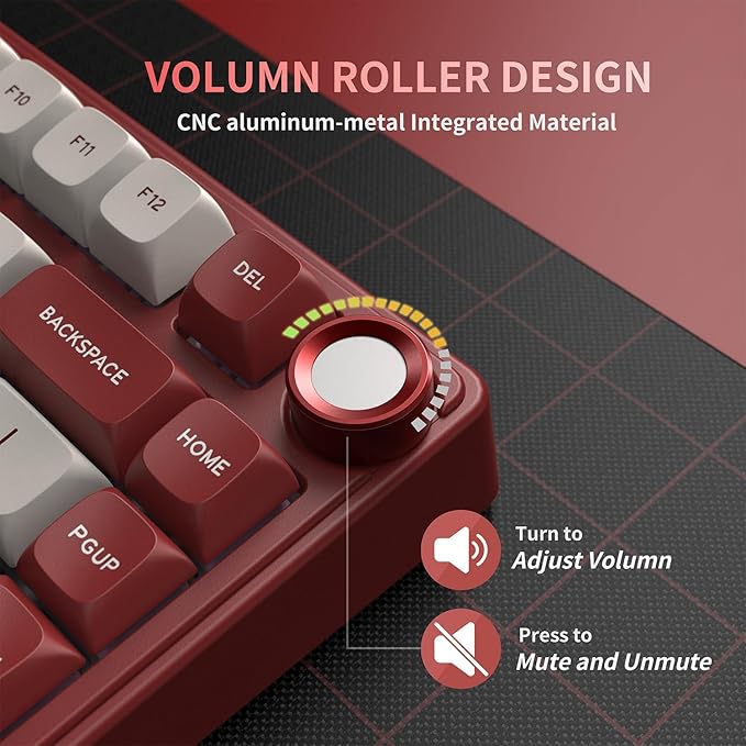 RK ROYAL KLUDGE R75 Mechanical Keyboard Wired with Volume Knob 75% Keyboard Gasket Mounted RGB Backlit Creamy Keyboard with MDA Profile PBT Keycaps Hot Swappable Pre-lubed Linear Switch