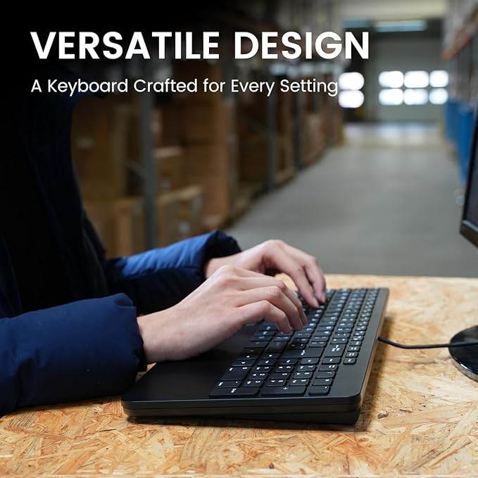 Perixx PERIBOARD-534 US Wired Compact USB Keyboard with Touchpad - X Type Scissor Keys - 15.63x7.80x1.18 inches - Build-in 2 USB Hubs and Number Pad