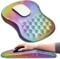 Hokafenle Ergonomic Mouse Pad Wrist Support with Massage Design Wrist Rest Pain Relief Mousepad with Memory Foam&ampNon-Slip PU Base Mouse Pads for Wireless Mouse &amp Desk (12x8 inchRainbow Bubb