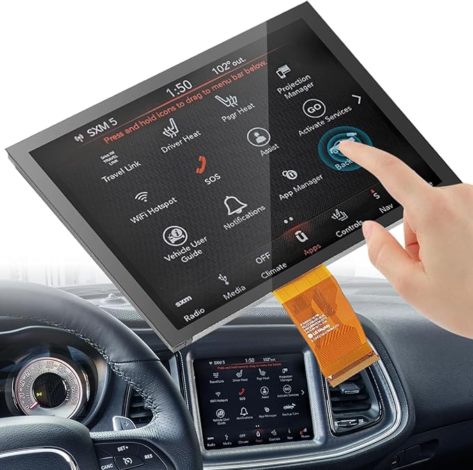 8.4 Uconnect Touch Screen 4C UAQ LCD Monitor Radio Navigation Compatible for Dodge RAM Chrysler Gladiator Compass Wrangler Cherokee Challenger Durango 2017-2022 Replace # LA084X01(SL)(02)