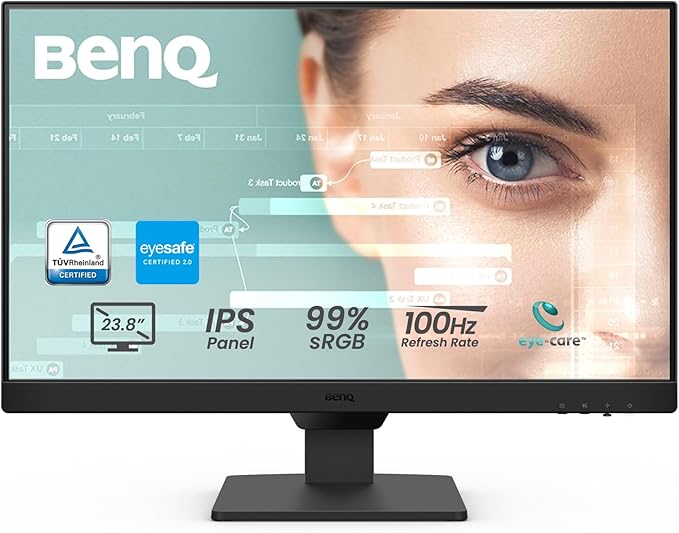 BenQ GW2490 24 Computer Monitor 100Hz FHD 1920x1080p IPS Eye-Care Tech VESA Mount Thin Bezel Low Blue Light Adaptive Brightness Wall Mount Built-in Speakers DisplayPort HDMI Port2