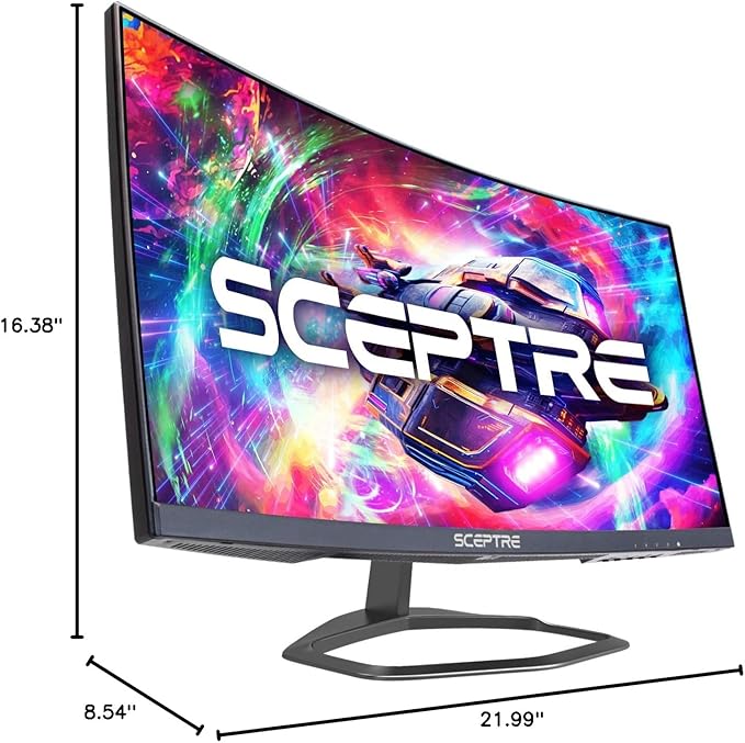 Sceptre New Curved 24.5-inch Gaming Monitor up to 240Hz 1080p R1500 1ms DisplayPort x2 HDMI x2 Blue Light Shift Build-in Speakers Machine Black 2025 (C255B-FWT240 Series)