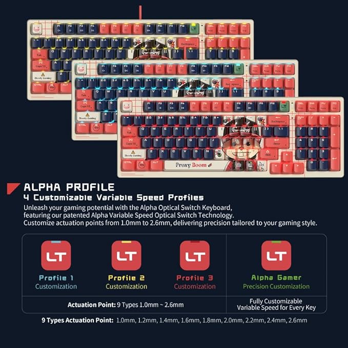 Bloody AT98 Boom Optical Mechanical Gaming Keyboard 98 Key Compact Layout RGB Backlit Exact Reset System | Alpha Optical Switch