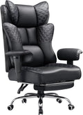 GTPLAYER Big and Tall Office Chair 400LBS Wide Ergonomic Gaming Chair with Deluxe Embossing Designed Leather with Foot Rest150°Reclining Adjustable Soft Armrests Pocket Spring Back Support and Pillow