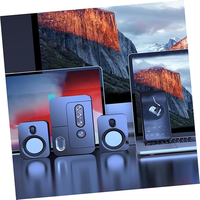 VILLCASE USB Computer Laptop Desktop Speakers 3D Surround Sound Loudspeaker Box with Bass Black Versatile Audio Speakers for Home Office and Gaming