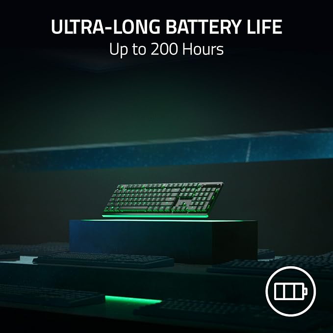 Razer DeathStalker V2 Pro Wireless Gaming Keyboard: Low-Profile Optical Switches - Linear Red - Hyperspeed Wireless &amp Bluetooth 5.0-40 Hr Battery - Ultra-Durable Coated Keycaps - Chroma RGB (Renew