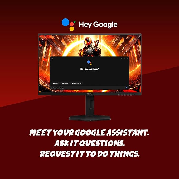 AOC Gaming Q27G4XY 27 Smart Gaming Monitor - QHD 2560x1440 180Hz VA Panel Google Smart OS USB-C 65W PD AMD FreeSync G-SYNC Compatible Built in Speakers