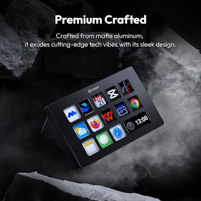ULANZI D200 U-Studio Macro Keyboard Stream Controller 14 LCD Keys 13 Customizable Macro Keys Deck to Control Apps and Software Trigger Actions in OBS Twitch YouTube and more for Mac/PC