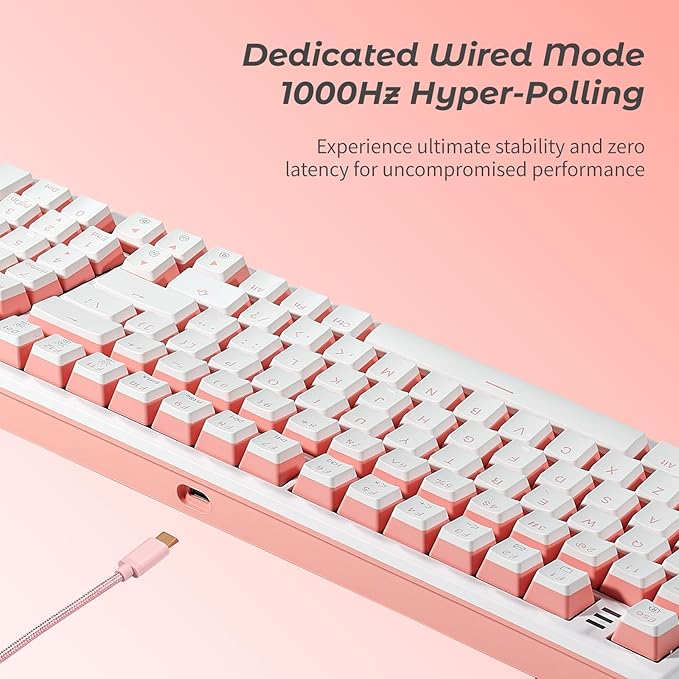 Hexgears X4 Wired Mechanical Keyboard with Number Pad USB-C Hot Swappable Custom Keyboard Pre-lubed Linear Switches White LED Backlit Computer Gaming Keyboards for PC/Tablet