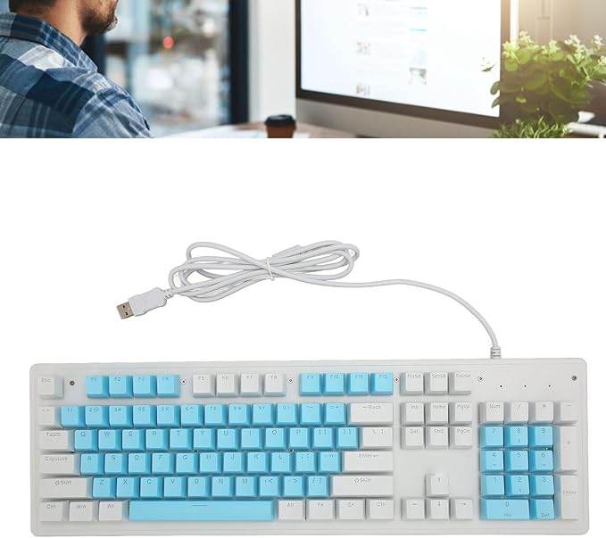 Vikye Gaming Keyboard with Mechanical Switch RGB Backlit 104 Keys USB Cable Widely Compatible with PC Laptop and Desktop (Brown Switch