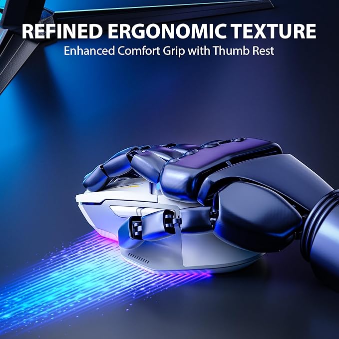 INPHIC IN9 Wireless Gaming Mouse True Tri-Mode Bluetooth/Type-C Wired/2.4G Wireless Connection 10000 DPl Fully Programmable RGB Backlit for Laptop PC Mac