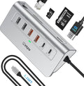 P9R PRO USB C Hub Ethernet 10Gbps USB C Docking Station 10-in-1 with Type-C &amp 2 Type-A 3.2 Data LAN 4K@60Hz 2 USB A 2.0 PD 100W SD/TF Ports 3.28FT Powered USB Hub for PC iPhone 17 Mac