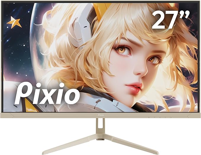 Pixio PX278 Wave Beige 27 inch 180Hz Refresh Rate FHD 1440p Resolution Fast IPS Panel 1ms GTG Response Time Gaming Monitor and PS1S Wave Beige Single Monitor Arm - Fits up to 32 inches and 19.8lbs