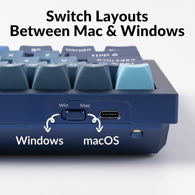 Keychron Q4 Wired Custom Mechanical Keyboard 60% Layout QMK/VIA Programmable Macro with Hot-swappable Gateron G Pro Red Switch Double Gasket Compatible with Mac Windows Linux (Navy Blue)