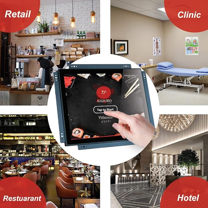 17 Inch Open Frame Design Touch Screen Monitor Display with VESA &amp Rear Mounting Bracket for Kiosk Industrial Automation POS Retail Self-Service