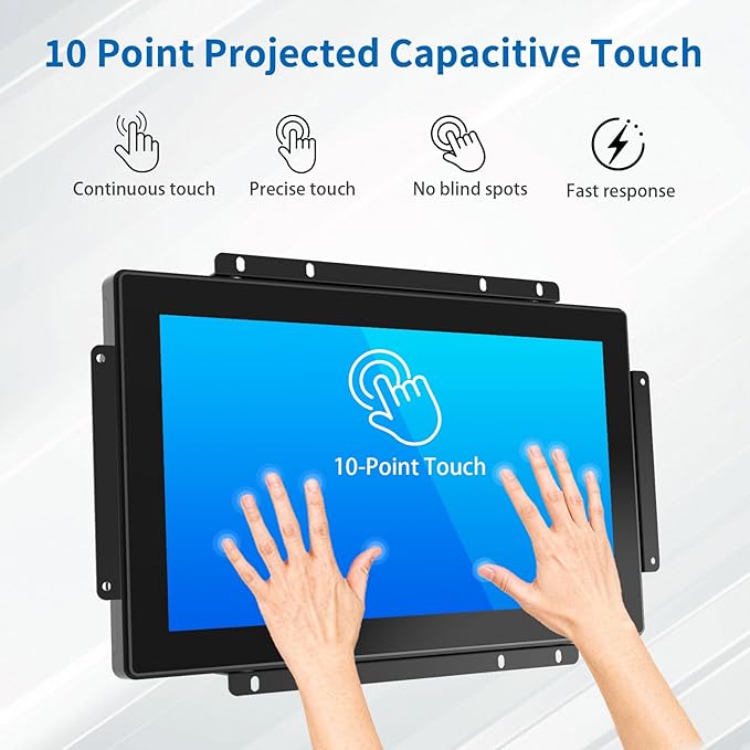 13.3 Inch Open Frame Touch Monitor PCAP 10-Point Touch Industrial Touchscreen Monitor with HDMI/VGA/DVI Interface Active Matrix TFT LCDLED Backlight with VESA Mount