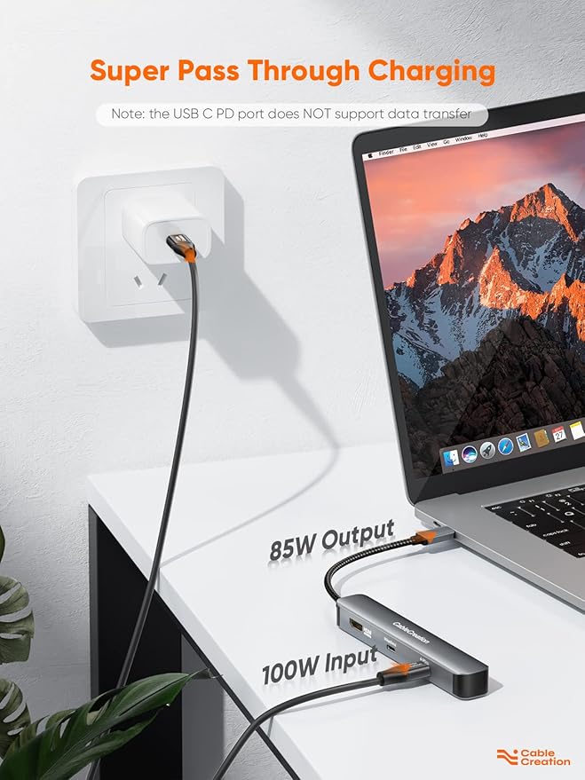 CableCreation 7-in-1 USB-C Hub with 4K 60Hz HDMI 100W PD 2 USB 3.0 5Gbps Data Ports SD/TF Card Slots for Steam Deck MacBook Pro/Air iPad Pro Pixelbook XPS