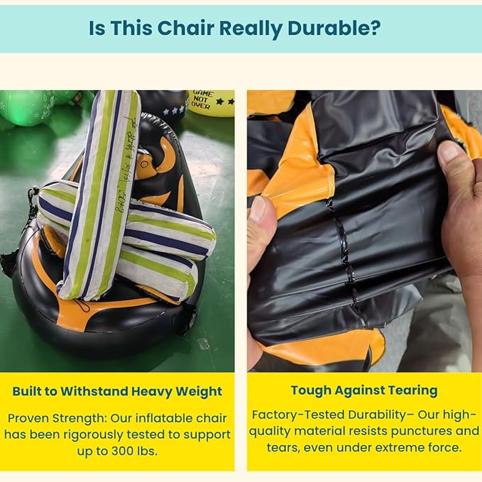 Inflatable Gaming Chair for Kids – Supports Up to 300 lbs Includes Air Pump Cup Holder 2 Pockets – Durable Bean Bag Seat Comfy Kids Gaming Chair &amp Top Gamer Chairs for Kid Room