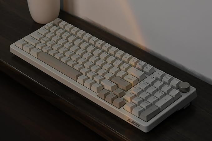 FIRSTBLOOD ONLY GAME. AK992 Retro Wired Mechanical Keyboard 98 Keys Full Layout Hot-Swappable USB Gaming Keyboard with Red Switches Multimedia Keys Knob Blue Backlit Anti-Ghosting Grey