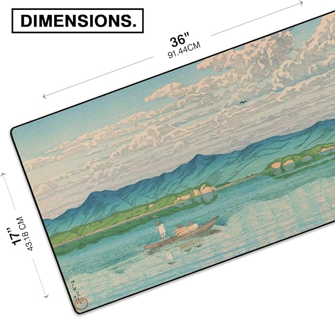 MPCO. Original Large Gaming Desk Mat – 36 x 17 Duraglyde Ukiyo-E Lake Hamana Full Desk Mouse Pad for Smooth Precision – Non-Slip Washable Extra-Large PC Mouse Pad for Gaming Sessions