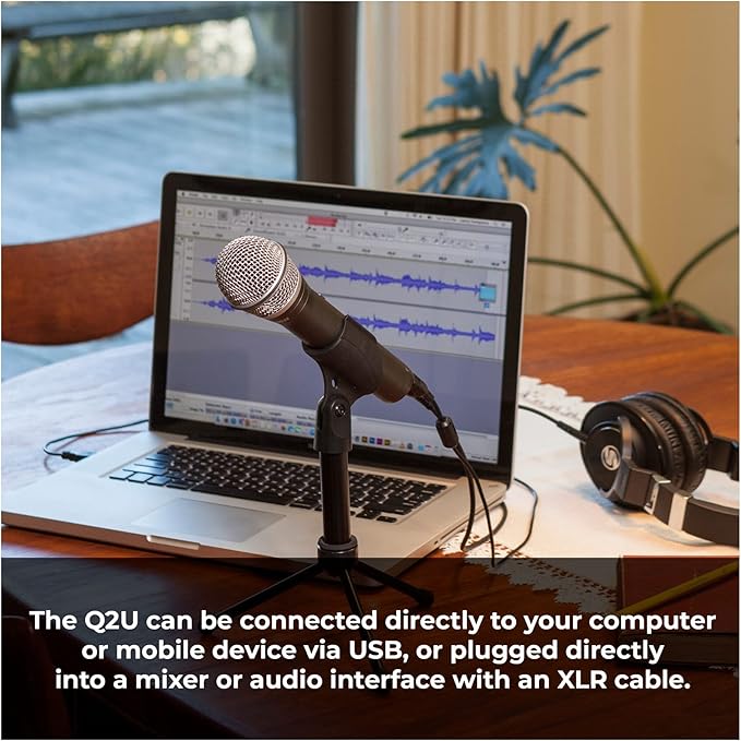 SAMSON Q2U USB/XLR Dynamic Microphone Recording and Podcasting Pack (Black)