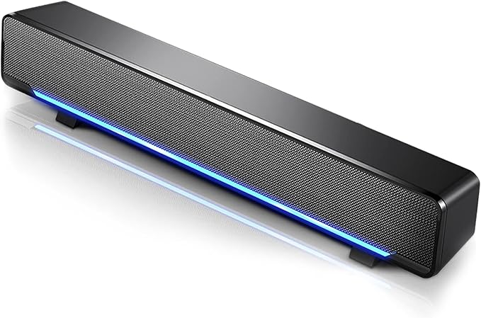 Wendry Computer Speakers3.5mm Computer Sound Bass Surround Sound BoxUSB Powered Portable Soundbar with 3D Stereo Sound and LED Breathing Light
