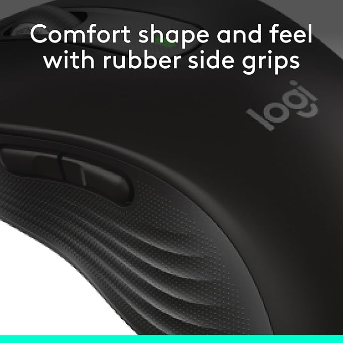 Logitech Signature M650 Wireless Mouse - for Small to Medium Sized Hands 2-Year Battery Silent Clicks Customizable Side Buttons Bluetooth for PC/Mac/Multi-Device/Chromebook - Black