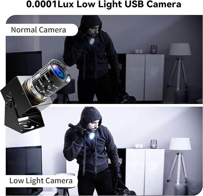 Starvis Ultra Low Light USB Camera 0.0001Lux 1080P H.264 3X 3.6-10mm Manual Zoom Close up Lens HDR Full Color Night Vision Security Industrial Webcam Plugfor Windows Linux Mac Jetson Nano