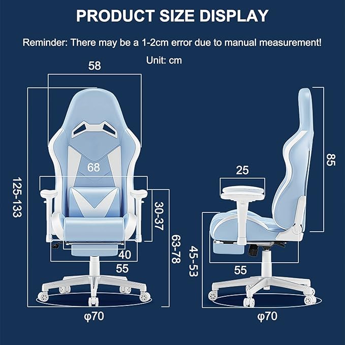 Computer Desk Chairs Gaming Chair with Footrest with Lumbar Support Headrest and Footrest Adjustable Racing PC Chair Video Game Chair